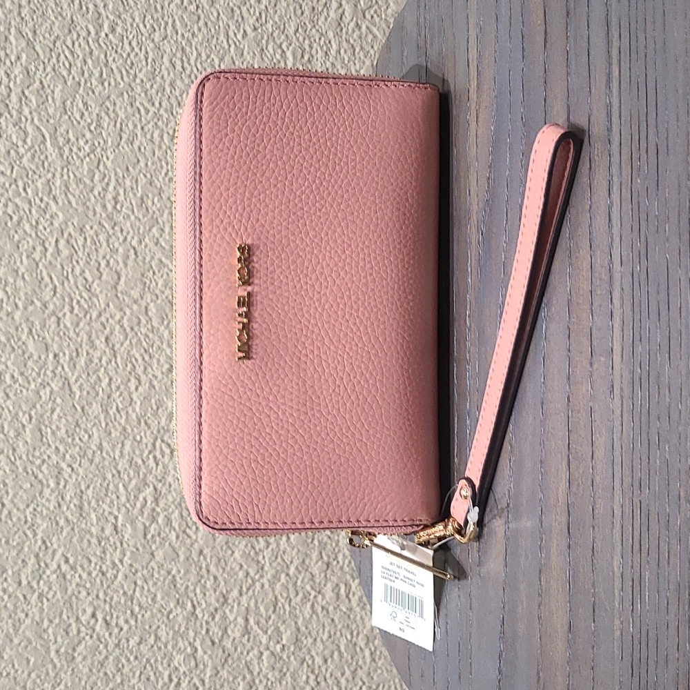 Michael Kors LG Flat MF phone case Leather wallet in Sunset Rose